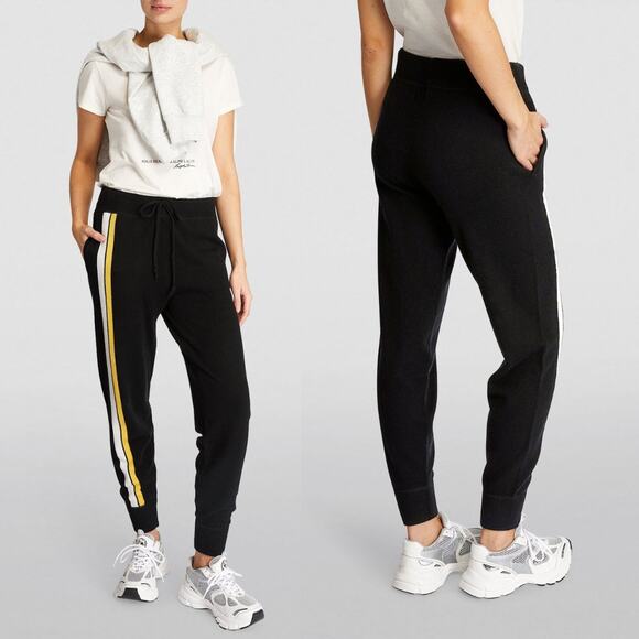 NEW Polo Ralph Lauren Black Wool-Cashmere Striped Sweatpant Size XL Quiet Luxury - Picture 1 of 10